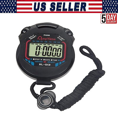 #ad Display LCD Digital Stopwatch Water Resistant Countdown Measurement With Battery $5.99