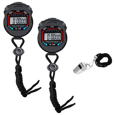 #ad Digital Stopwatch 2Pcs Sport Stopwatches Timer with 1Pcs Stainless Steel Wh... $18.57