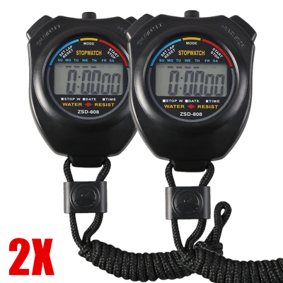 #ad 2Pcs Waterproof Stopwatch Digital Sport Counter Chronograph Timer Odometer Watch $9.99