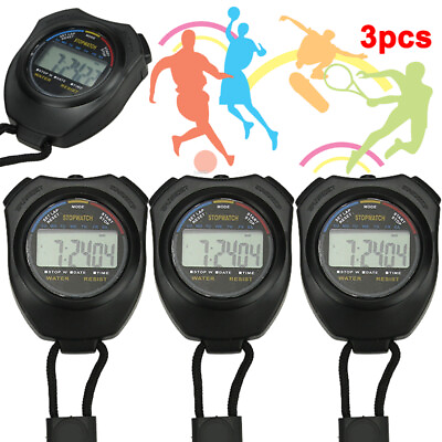 #ad Waterproof Digital LCD Stopwatch Sports Counter Chronograph Timer Odometer Watch $15.99