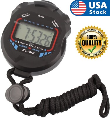 #ad Electronic LCD Timer Digital Sport Stopwatch Date Time Alarm Counter Chronograph $5.99