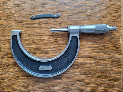 #ad Vintage L. S. Starrett No. 226M 25MM 50MM Outside Micrometer w Wrench USA $35.00