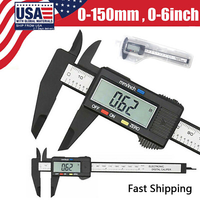 #ad LCD Digital Caliper Electronic Gauge Carbon Fiber Vernier Micrometer Ruler 6inch $7.95
