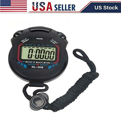 #ad LCD STOPWATCH Waterproof Stopwatch For Sports Counter Chronograph Timer Watch $5.99
