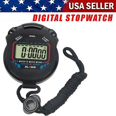 #ad Digital Timer Stop Watch Handheld Stopwatch Chronograph Sport Counter Lap Clock $5.99