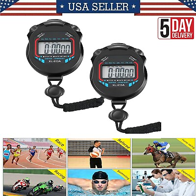 #ad 1 2X Digital Sports Running Counter Stopwatch Timer Waterproof Alarm Stop Watch $5.99
