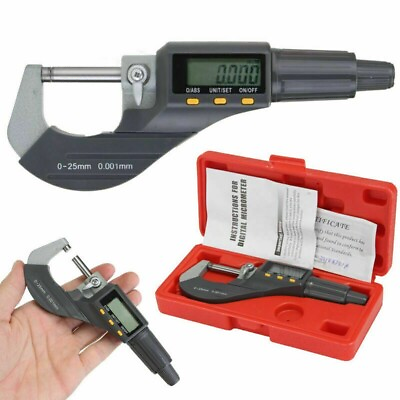 #ad Professional 0 25mm Electronic Digital Micrometer Outside 0 1quot; 0.00005quot; LCD $32.49