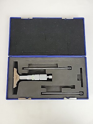 #ad Fowler 52 225 005 0 3quot; Depth Micrometer Set .001 With Case $44.94