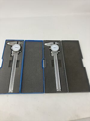 #ad Vintage Dial Caliper 6” Shockproof Stainless With Hard Case Lot Of Two $25.00