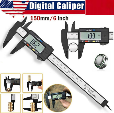 #ad #ad 6quot; 150mm Digital Caliper Micrometer LCD Gauge Vernier Electronic Measuring Ruler $6.19