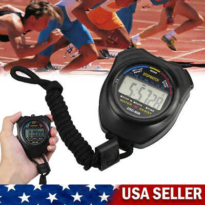 #ad Stopwatch Digital LCD Waterproof Counter Chronograph for Sports Coaches Fitness $7.99